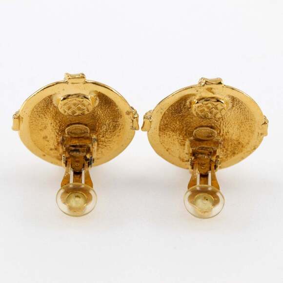 CHANEL Authentic Gold Logo Earrings